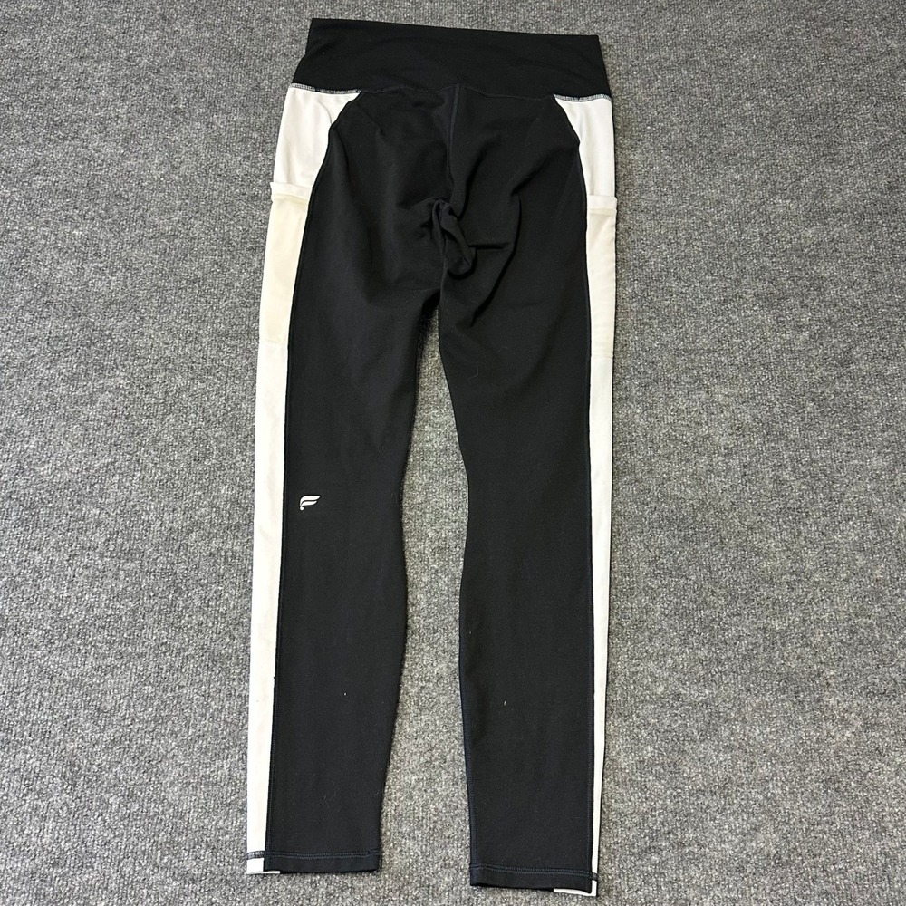 Fabletics Leggings Womens Size S Black White PowerHold High Waisted Pockets Yoga